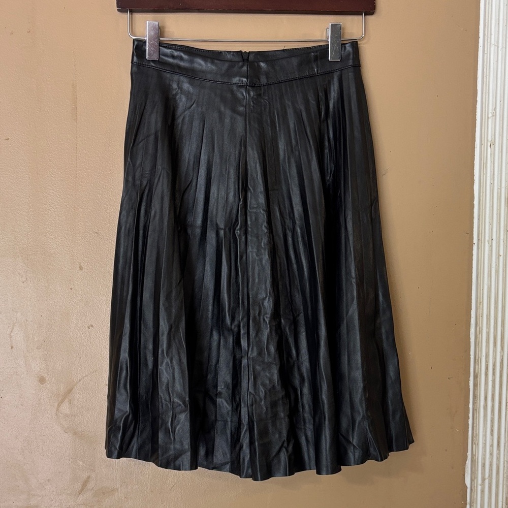 Chic Black Leather like Midi Skirt sensational collection size small